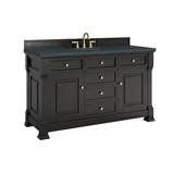 Brookfield 60" Single Vanity, Black Onyx w/3 CM Charcoal Soapstone Silestone Top
