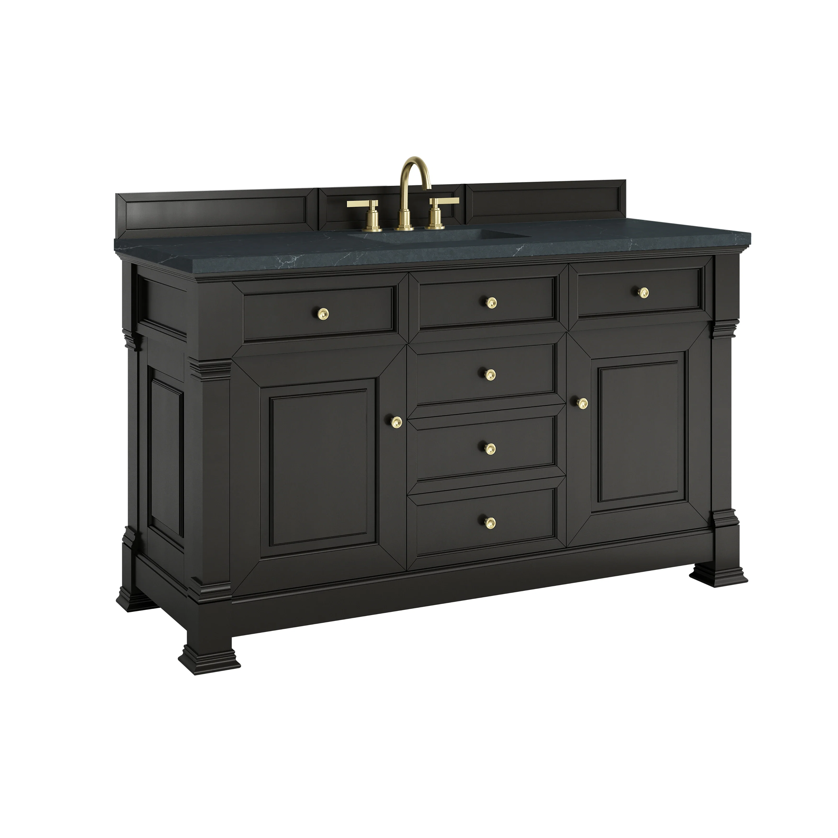 Brookfield 60" Single Vanity, Black Onyx w/3 CM Charcoal Soapstone Silestone Top