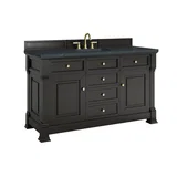 Brookfield 60" Single Vanity, Black Onyx w/3 CM Charcoal Soapstone Silestone Top