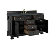 Brookfield 60" Single Vanity, Black Onyx w/3 CM Charcoal Soapstone Silestone Top