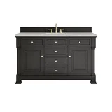 Brookfield 60" Single Vanity, Black Onyx w/3CM Eternal Jasmine Pearl Silestone Top