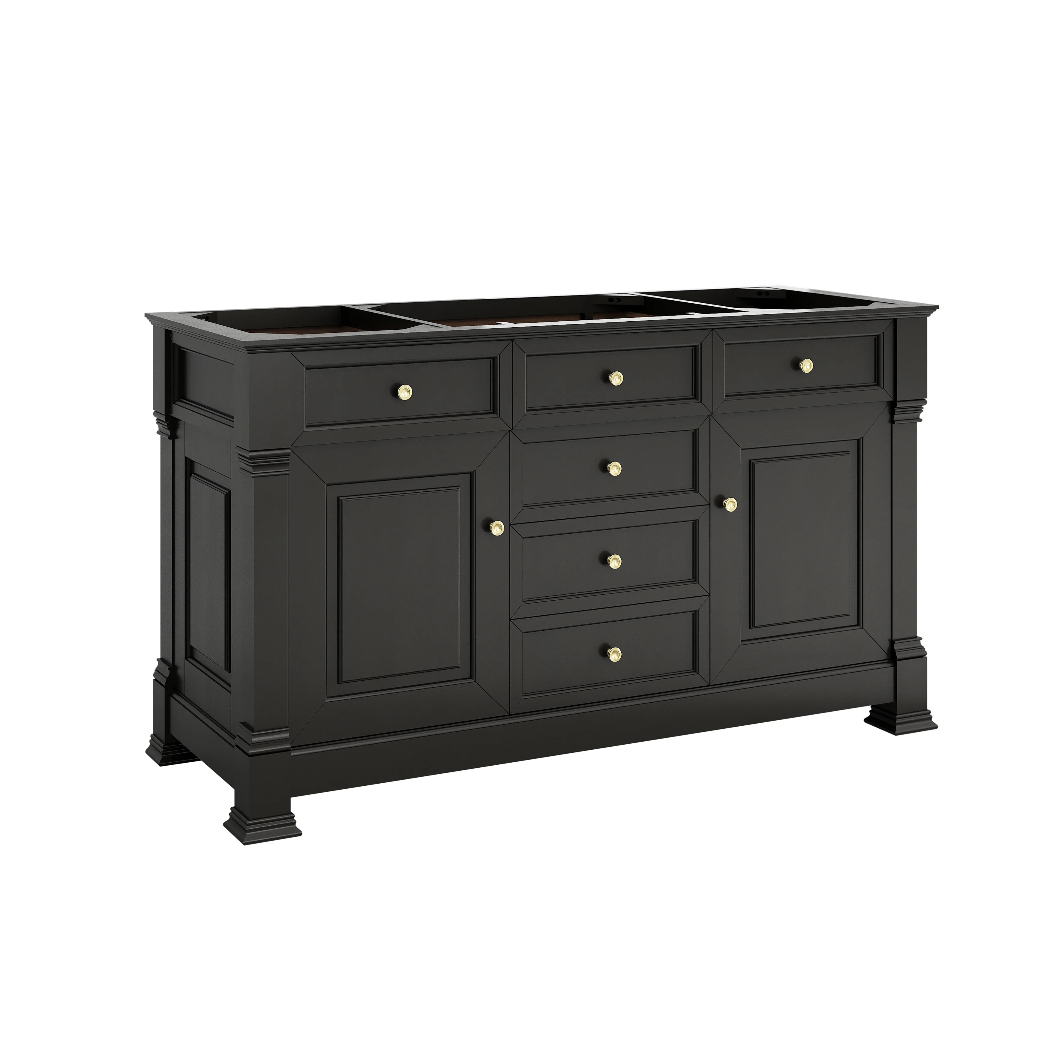 Brookfield 60" Single Vanity, Black Onyx w/3CM Eternal Jasmine Pearl Silestone Top