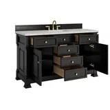 Brookfield 60" Single Vanity, Black Onyx w/3CM Eternal Jasmine Pearl Silestone Top