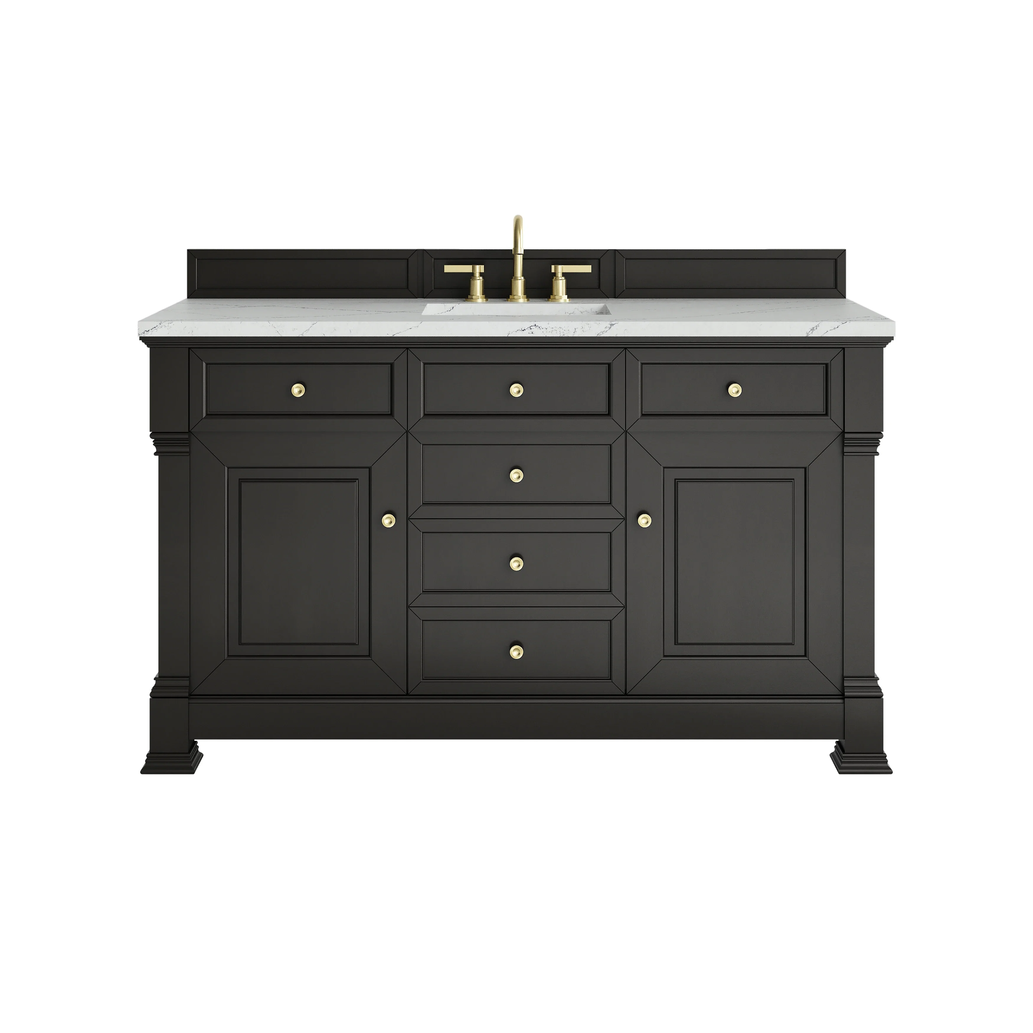Brookfield 60" Single Vanity, Black Onyx w/ 3 CM Ethereal Noctis Silestone Top