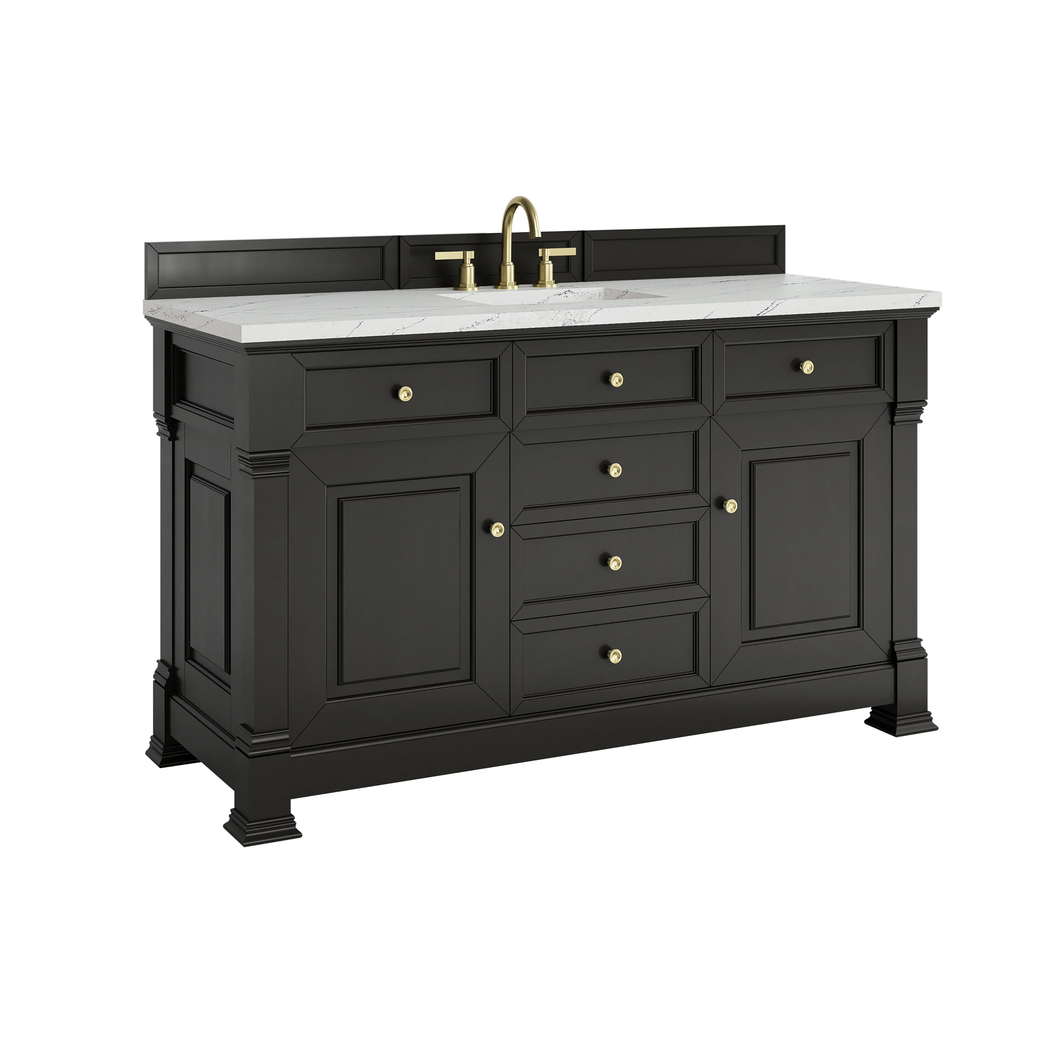 Brookfield 60" Single Vanity, Black Onyx w/ 3 CM Ethereal Noctis Silestone Top