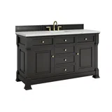 Brookfield 60" Single Vanity, Black Onyx w/ 3 CM Ethereal Noctis Silestone Top
