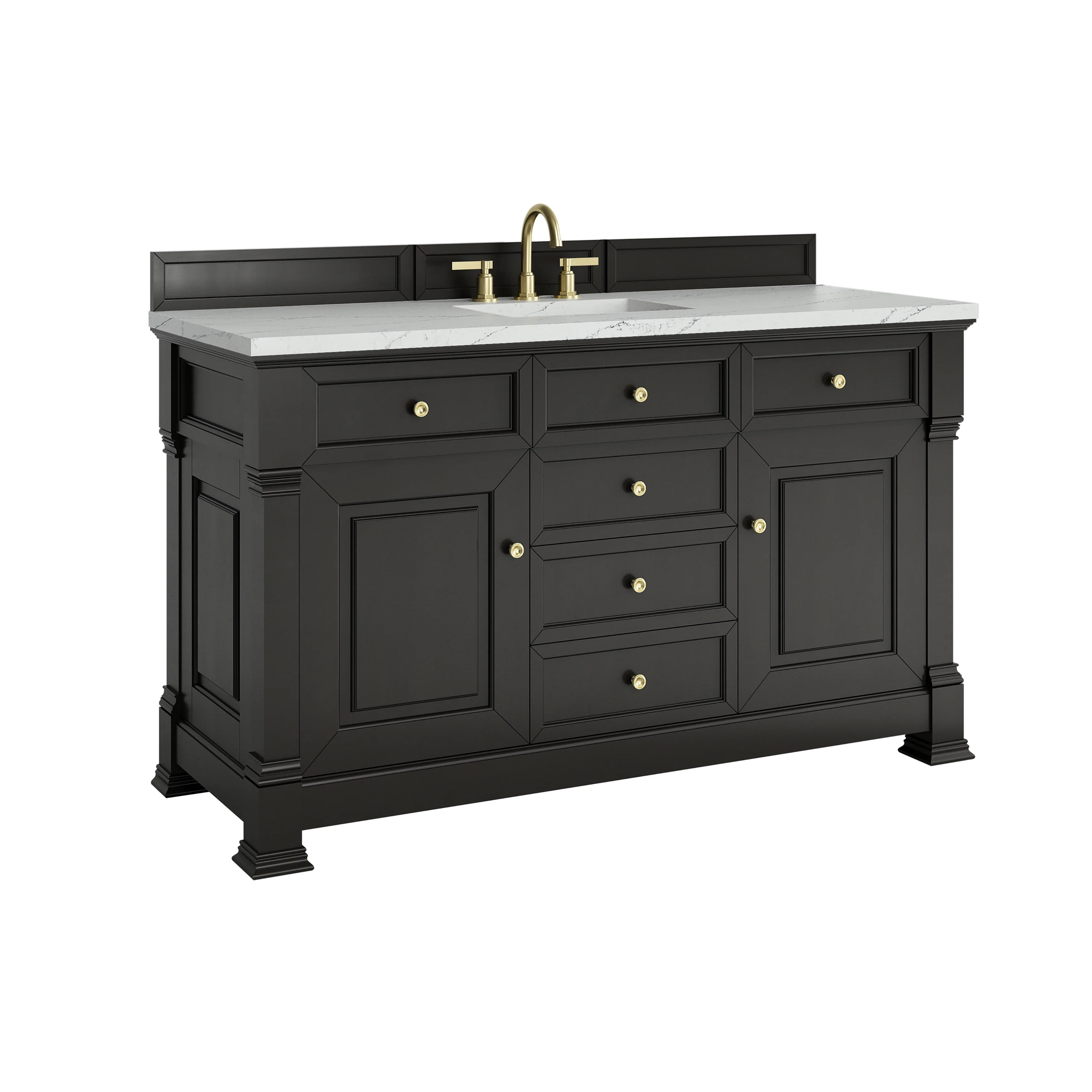 Brookfield 60" Single Vanity, Black Onyx w/ 3 CM Ethereal Noctis Silestone Top