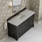 Brookfield 60" Single Vanity, Black Onyx w/ 3 CM Ethereal Noctis Silestone Top
