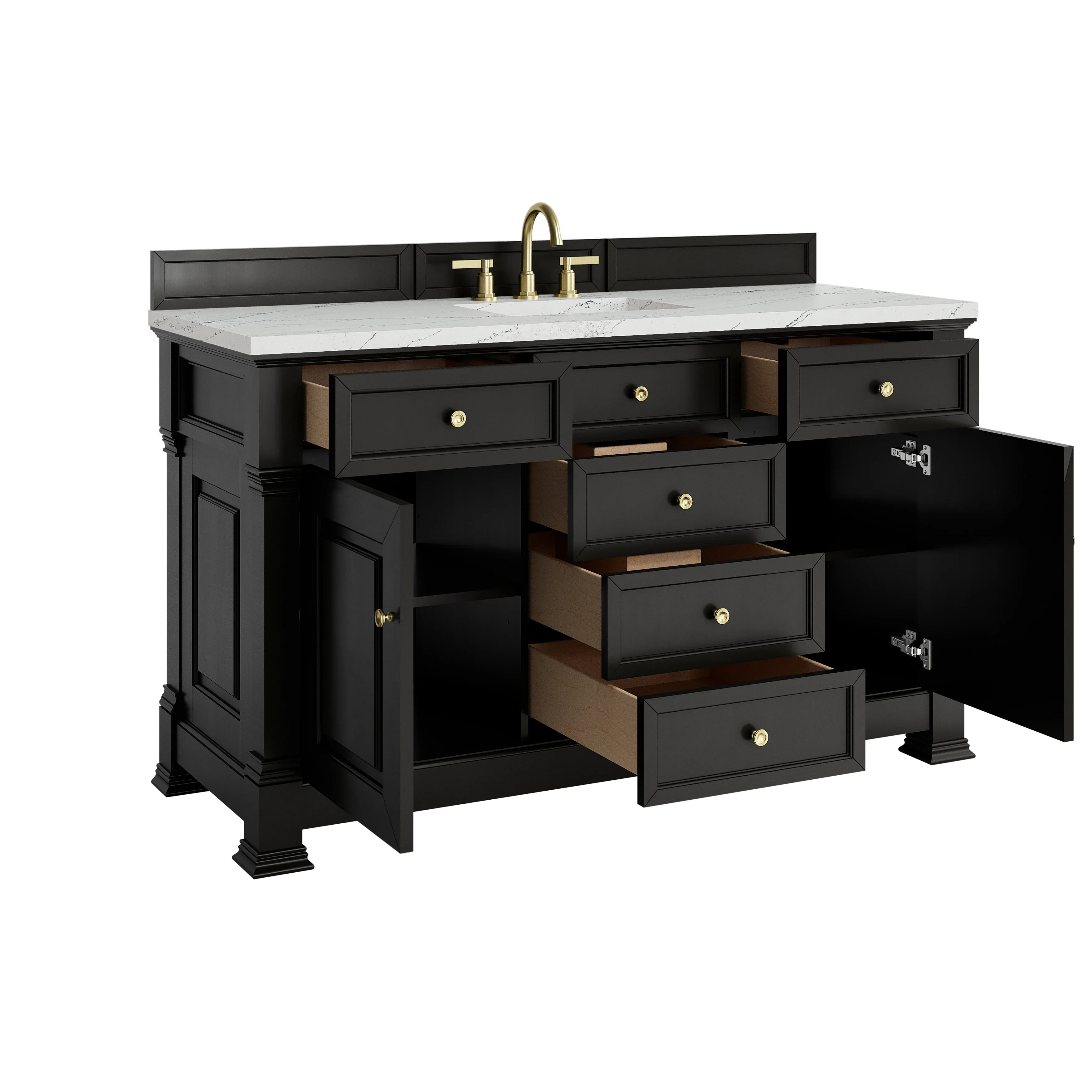 Brookfield 60" Single Vanity, Black Onyx w/ 3 CM Ethereal Noctis Silestone Top