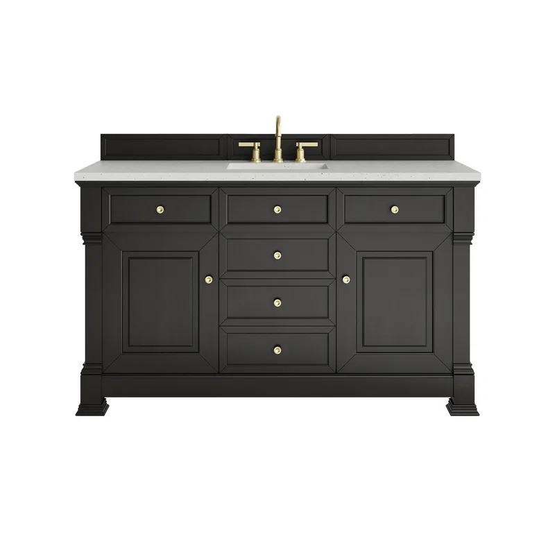 Brookfield 60" Single Vanity, Black Onyx w/ 3 CM Lime Delight Silestone Top