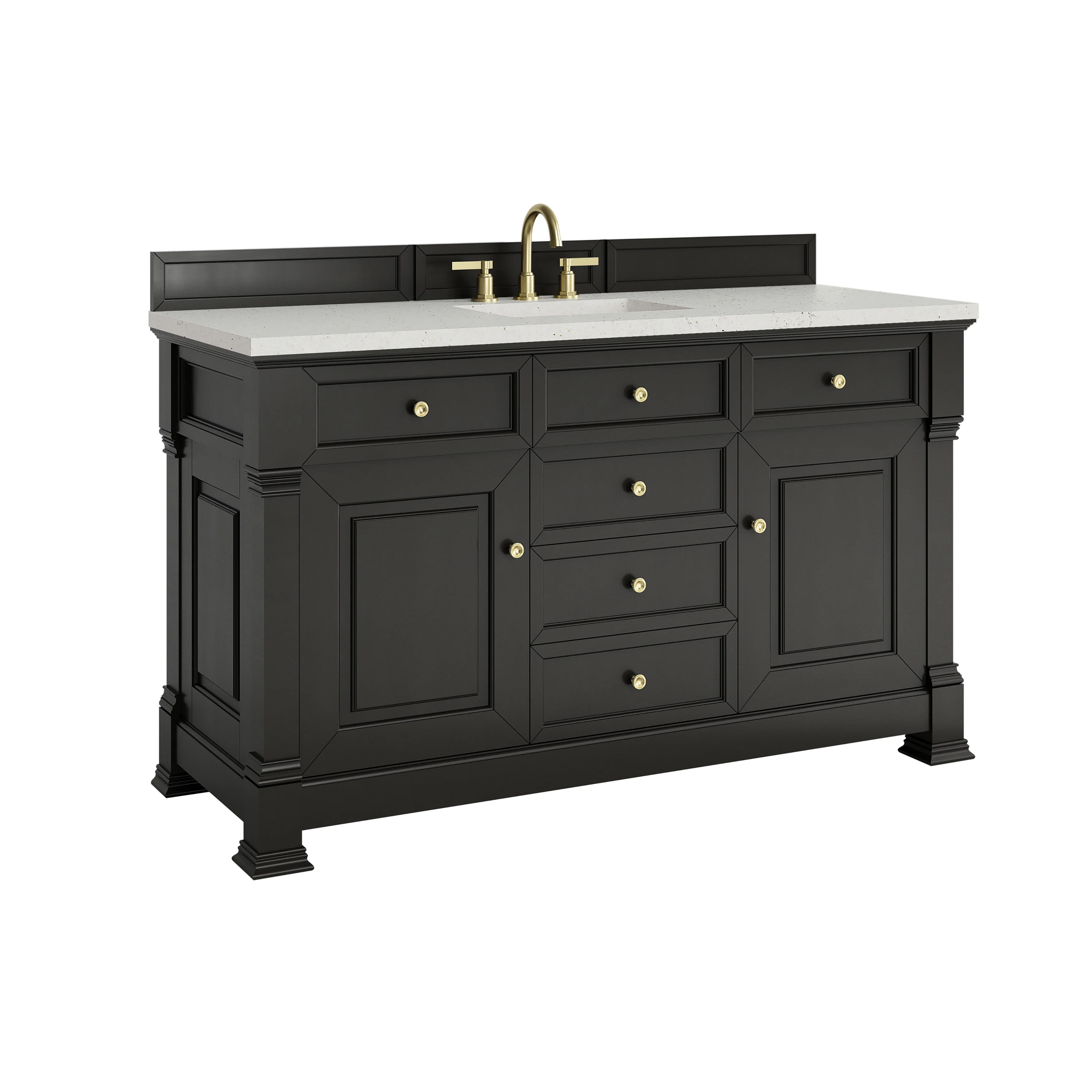 Brookfield 60" Single Vanity, Black Onyx w/ 3 CM Lime Delight Silestone Top