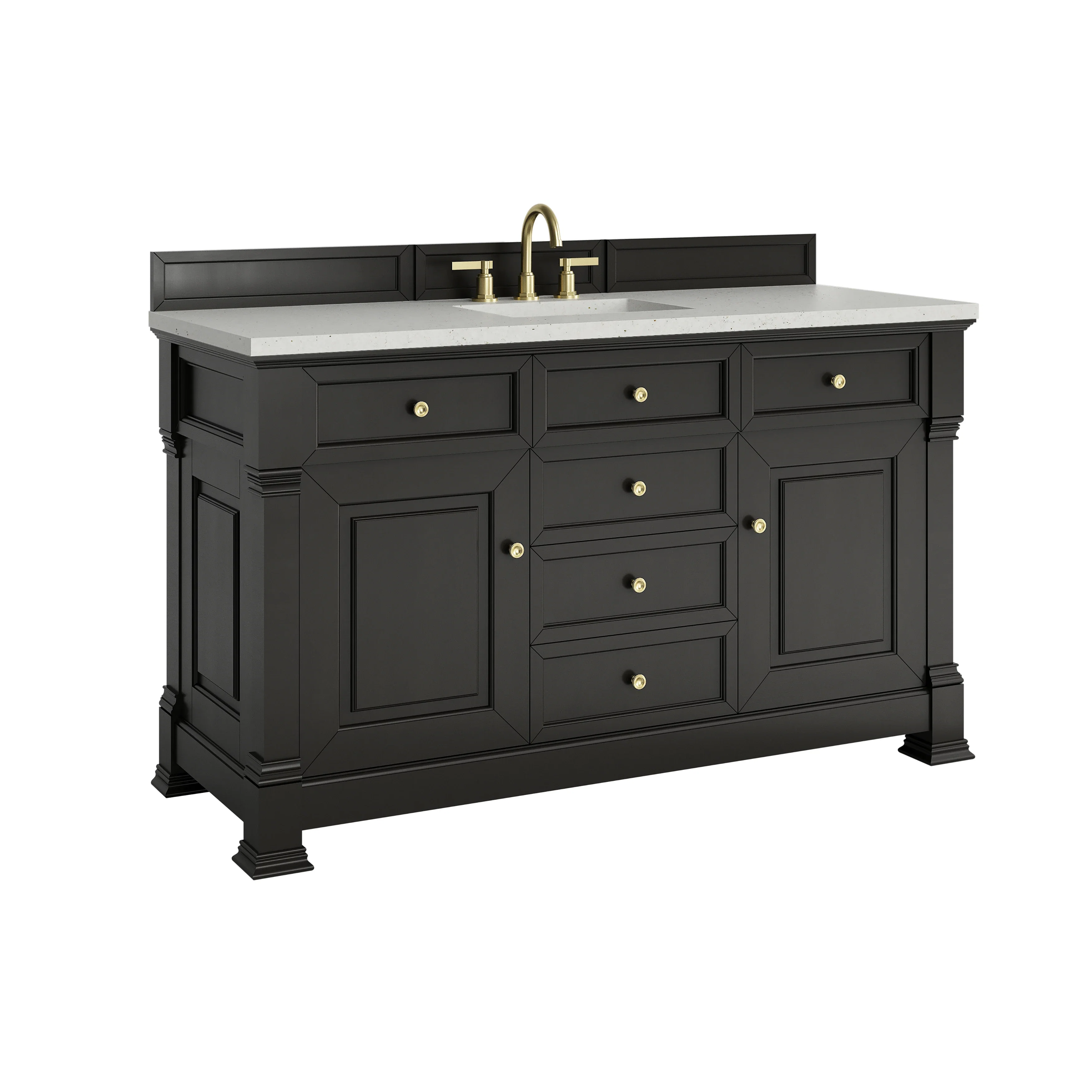 Brookfield 60" Single Vanity, Black Onyx w/ 3 CM Lime Delight Silestone Top