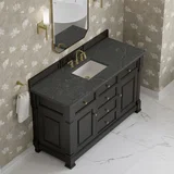 Brookfield 60" Single Vanity, Black Onyx w/ 3 CM Parisien Bleu Silestone Top
