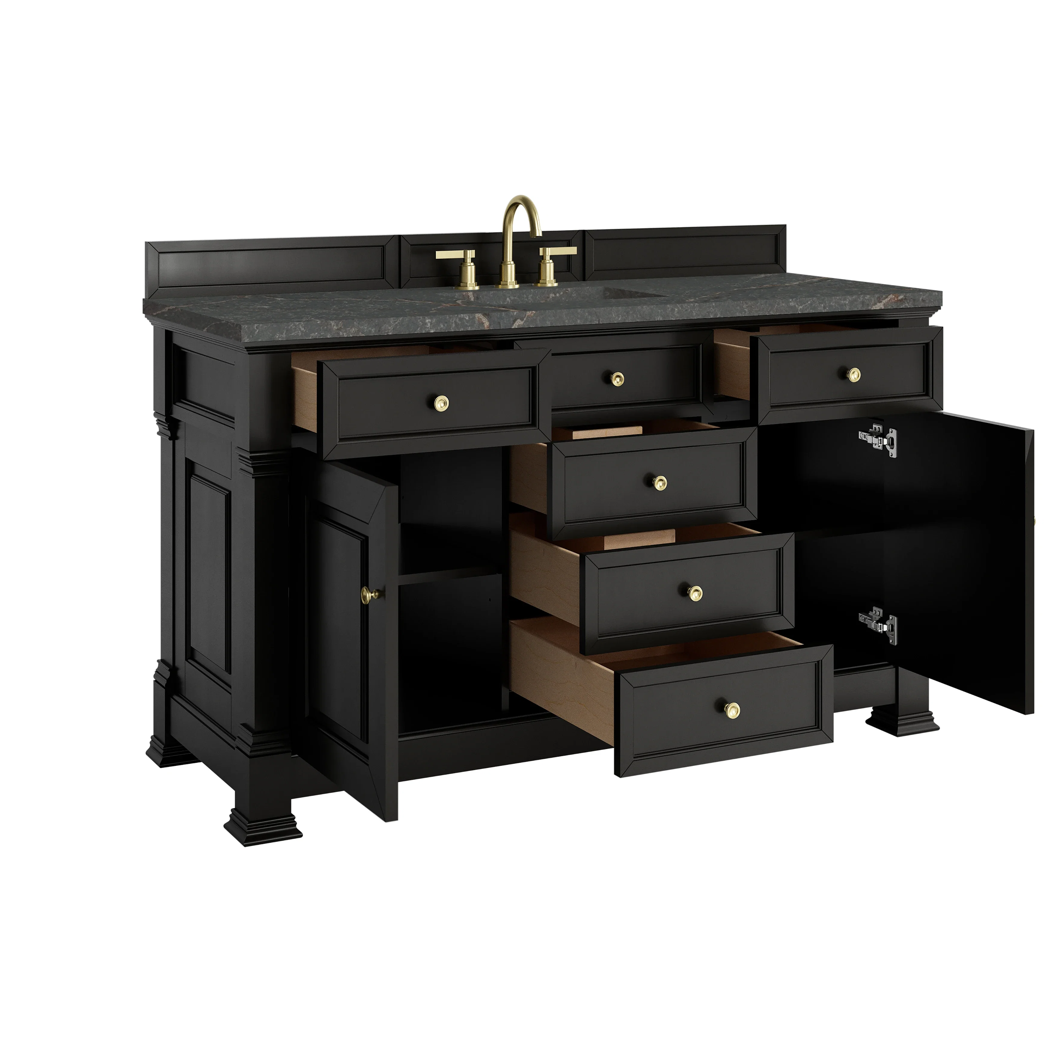 Brookfield 60" Single Vanity, Black Onyx w/ 3 CM Parisien Bleu Silestone Top