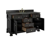 Brookfield 60" Single Vanity, Black Onyx w/ 3 CM Parisien Bleu Silestone Top