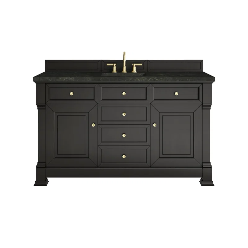 Brookfield 60" Single Vanity, Black Onyx, w/ 3 CM Phantome Eclos Top