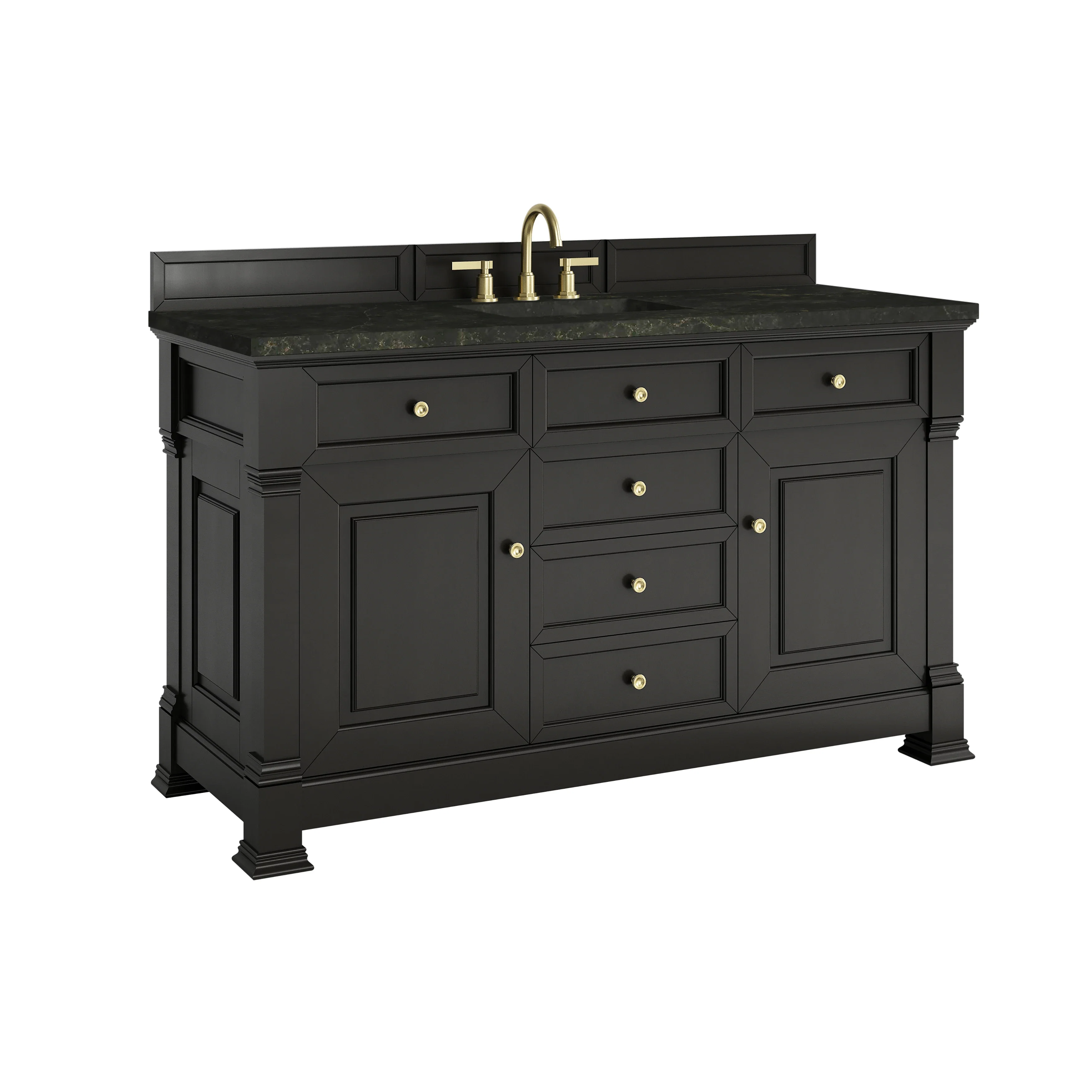 Brookfield 60" Single Vanity, Black Onyx, w/ 3 CM Phantome Eclos Top