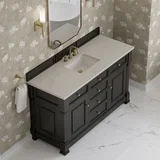 Brookfield 60" Single Vanity, Black Onyx, w/ 3 CM Siberian Silestone Top