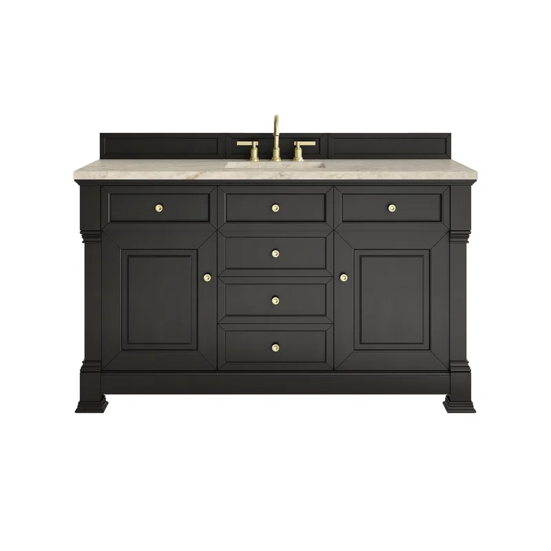 Brookfield 60" Single Vanity, Black Onyx, w/ 3 CM Tajnar Eclos Top