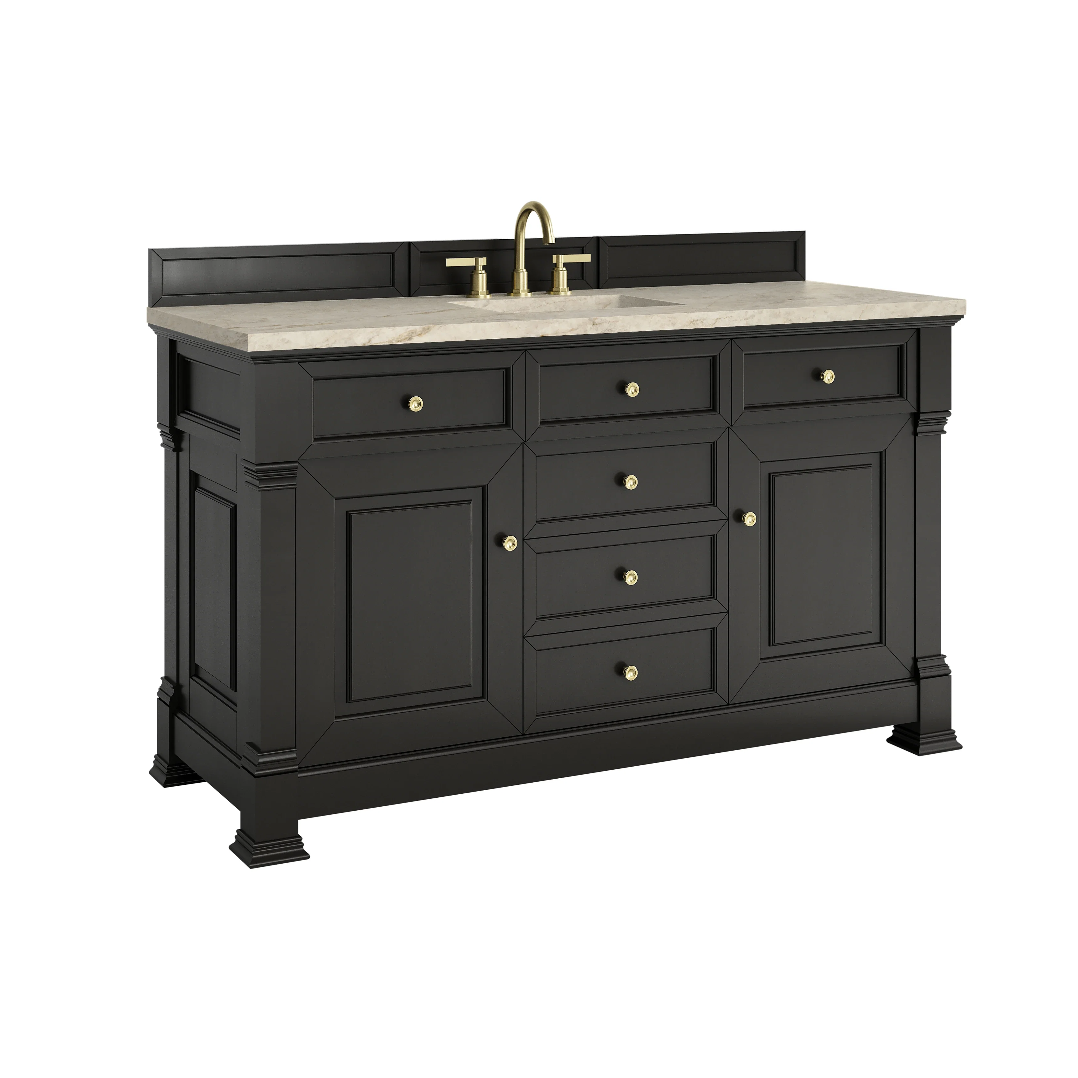 Brookfield 60" Single Vanity, Black Onyx, w/ 3 CM Tajnar Eclos Top