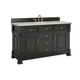 Brookfield 60" Single Vanity, Black Onyx w/ 3 CM Victorian Silver Silestone Top