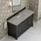 Brookfield 60" Single Vanity, Black Onyx w/ 3 CM Victorian Silver Silestone Top