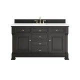 Brookfield 60" Single Vanity, Black Onyx, w/ 3 CM White Zeus Silestone Top