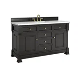 Brookfield 60" Single Vanity, Black Onyx, w/ 3 CM White Zeus Silestone Top