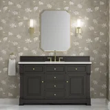 Brookfield 60" Single Vanity, Black Onyx, w/ 3 CM White Zeus Silestone Top