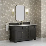 Brookfield 60" Single Vanity, Black Onyx, w/ 3 CM White Zeus Silestone Top