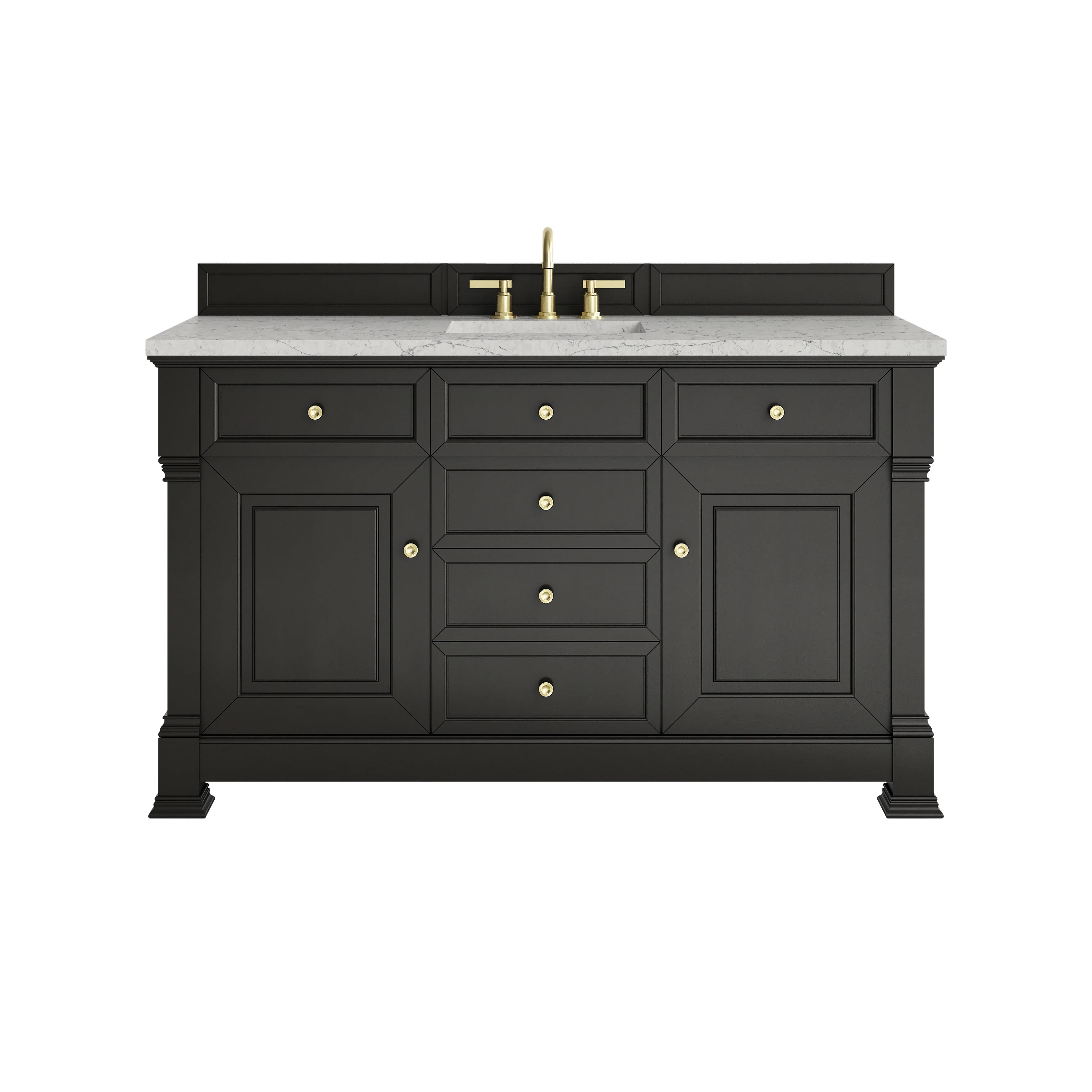Brookfield 60" Single Vanity, Black Onyx w/3CM Eternal Jasmine Pearl Silestone Top w/ FreePower Wireless Charger