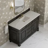 Brookfield 60" Single Vanity, Black Onyx w/3CM Eternal Jasmine Pearl Silestone Top w/ FreePower Wireless Charger