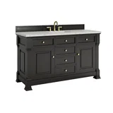 Brookfield 60" Single Vanity, Black Onyx w/3CM Eternal Jasmine Pearl Silestone Top w/ FreePower Wireless Charger