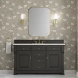Brookfield 60" Single Vanity, Black Onyx w/3CM Eternal Jasmine Pearl Silestone Top w/ FreePower Wireless Charger