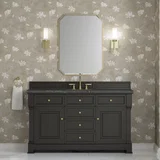 Brookfield 60" Single Vanity, Black Onyx w/ 3 CM Parisien Bleu Silestone Top w/ FreePower Wireless Charger