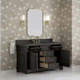 Brookfield 60" Single Vanity, Black Onyx w/ 3 CM Parisien Bleu Silestone Top w/ FreePower Wireless Charger
