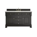 Brookfield 60" Single Vanity, Black Onyx, w/ 3 CM Siberian Silestone Top w/FreePower Wireless Charger