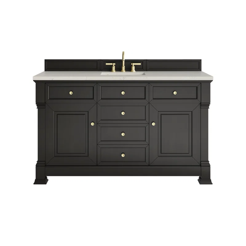 Brookfield 60" Single Vanity, Black Onyx, w/ 3 CM Siberian Silestone Top w/FreePower Wireless Charger