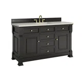 Brookfield 60" Single Vanity, Black Onyx, w/ 3 CM Siberian Silestone Top w/FreePower Wireless Charger