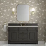 Brookfield 60" Single Vanity, Black Onyx, w/ 3 CM Siberian Silestone Top w/FreePower Wireless Charger