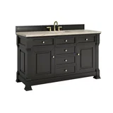 Brookfield 60" Single Vanity, Black Onyx, w/ 3 CM Tajnar Eclos Top w/FreePower Wireless Charger