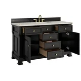 Brookfield 60" Single Vanity, Black Onyx w/ 3 CM Victorian Silver Silestone Top w/ FreePower Wireless Charger