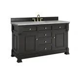 Brookfield 60" Single Vanity, Black Onyx w/ 3 CM Victorian Silver Silestone Top w/ FreePower Wireless Charger