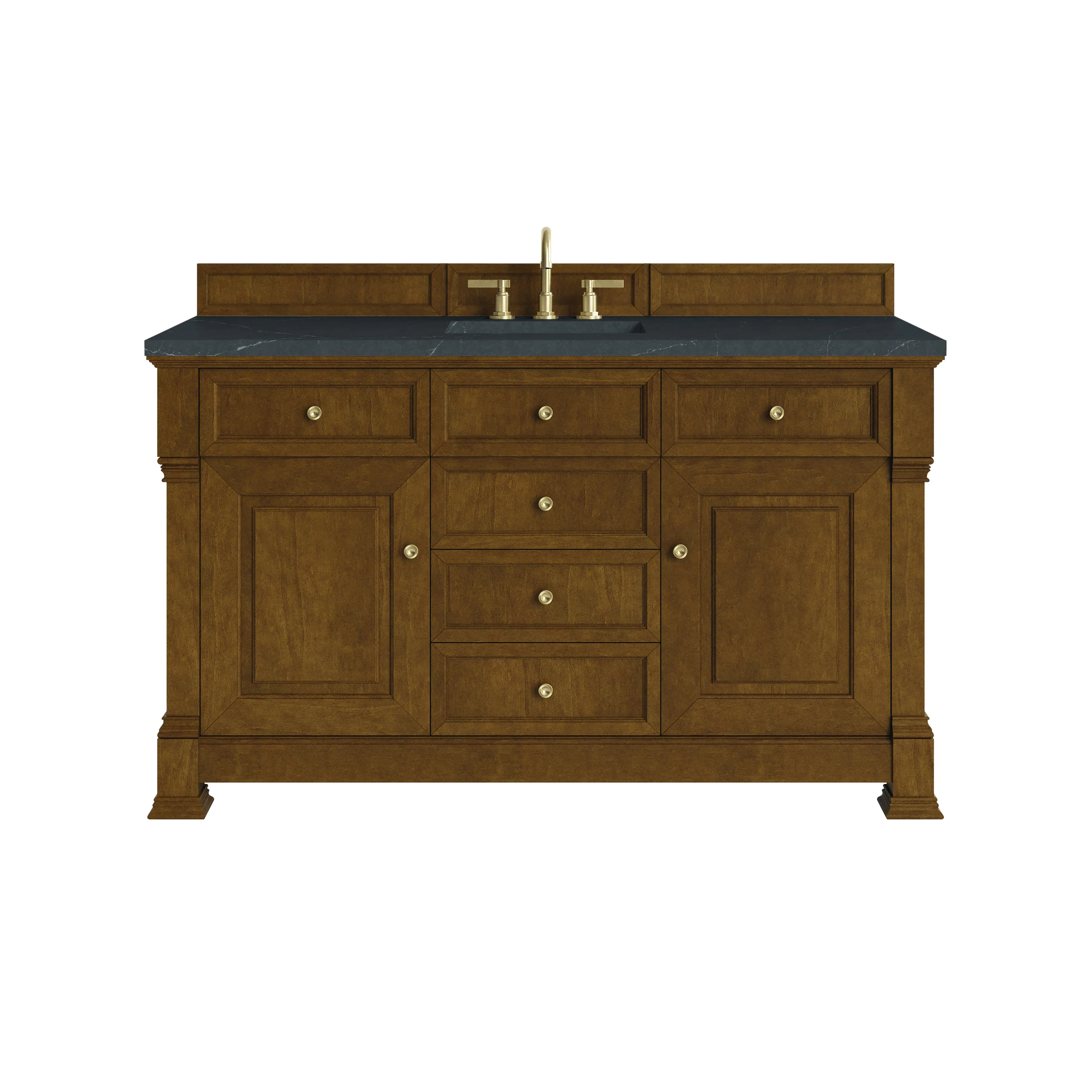 Brookfield 60" Single Vanity, Honey Oak w/3 CM Charcoal Soapstone Silestone Top