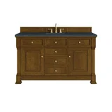 Brookfield 60" Single Vanity, Honey Oak w/3 CM Charcoal Soapstone Silestone Top