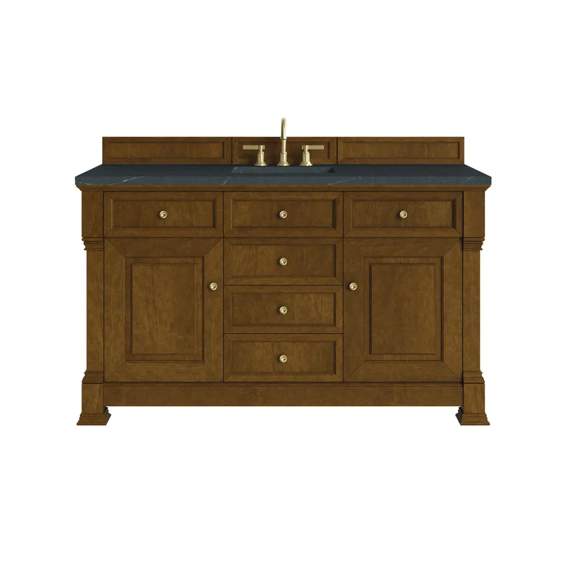 Brookfield 60" Single Vanity, Honey Oak w/3 CM Charcoal Soapstone Silestone Top
