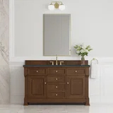 Brookfield 60" Single Vanity, Honey Oak w/3 CM Charcoal Soapstone Silestone Top
