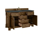 Brookfield 60" Single Vanity, Honey Oak w/3 CM Charcoal Soapstone Silestone Top