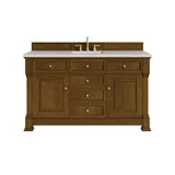 Brookfield 60" Single Vanity, Honey Oak w/3 CM Eternal Jasmine Pearl Silestone Top