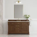 Brookfield 60" Single Vanity, Honey Oak w/ 3 CM Lime Delight Silestone Top